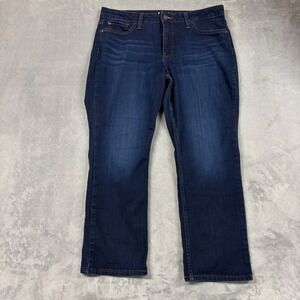 Lee Regular Fit Straight Leg Mid Rise Womens W34 L24 Dark Wash Denim Capri Jeans